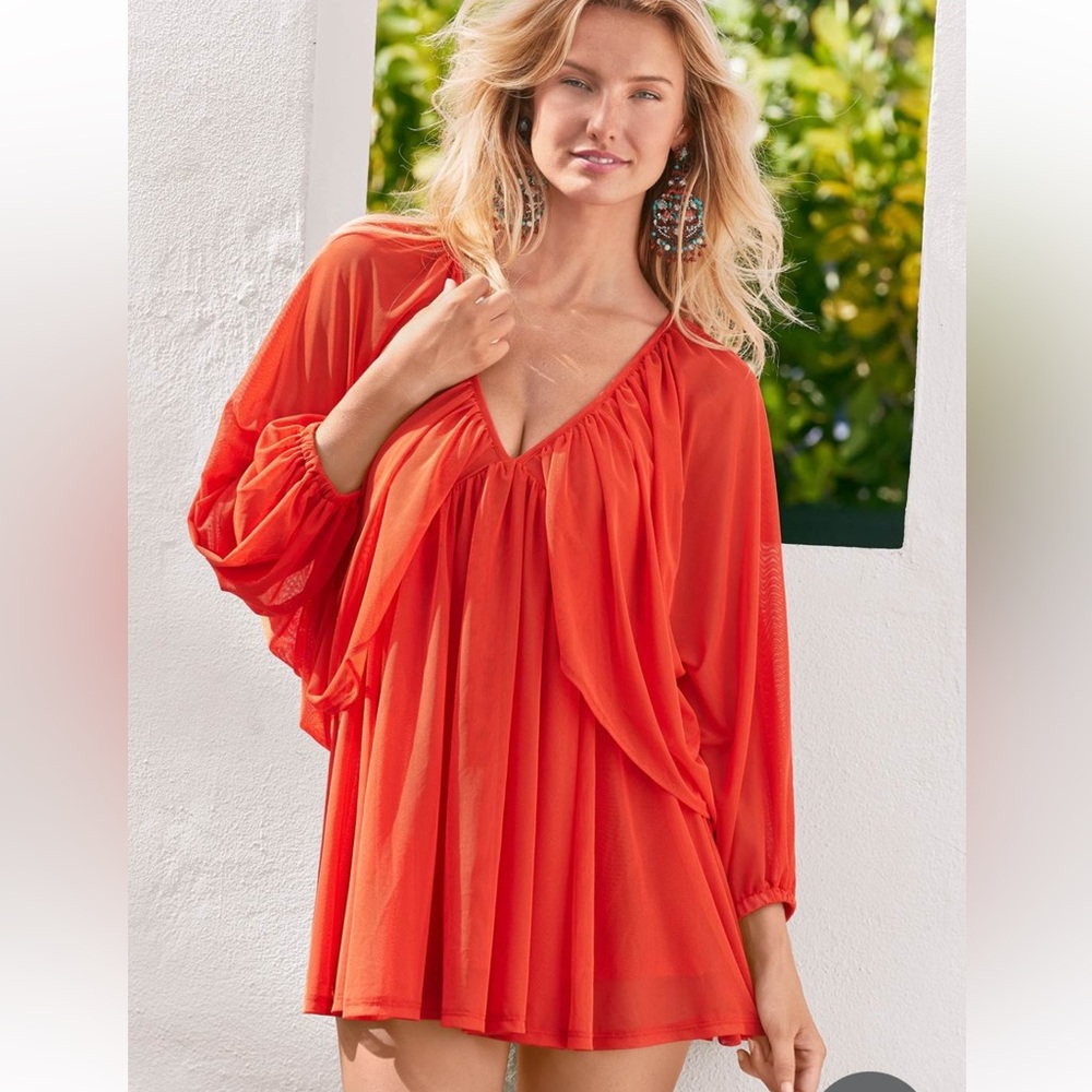 Red Mesh Cover Up